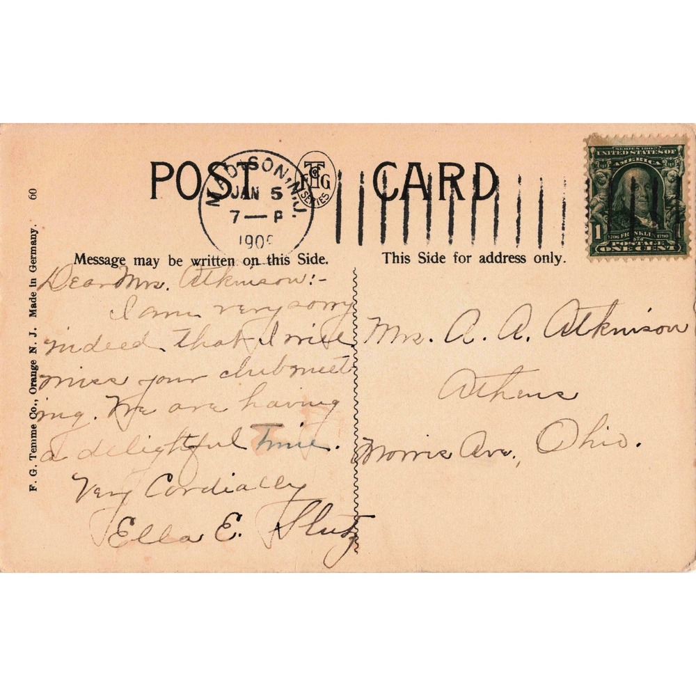 Madison New Jersey NJ Drew Theological Seminary Mead Hall Mansion 1909 Postcard - Picture 2 of 2